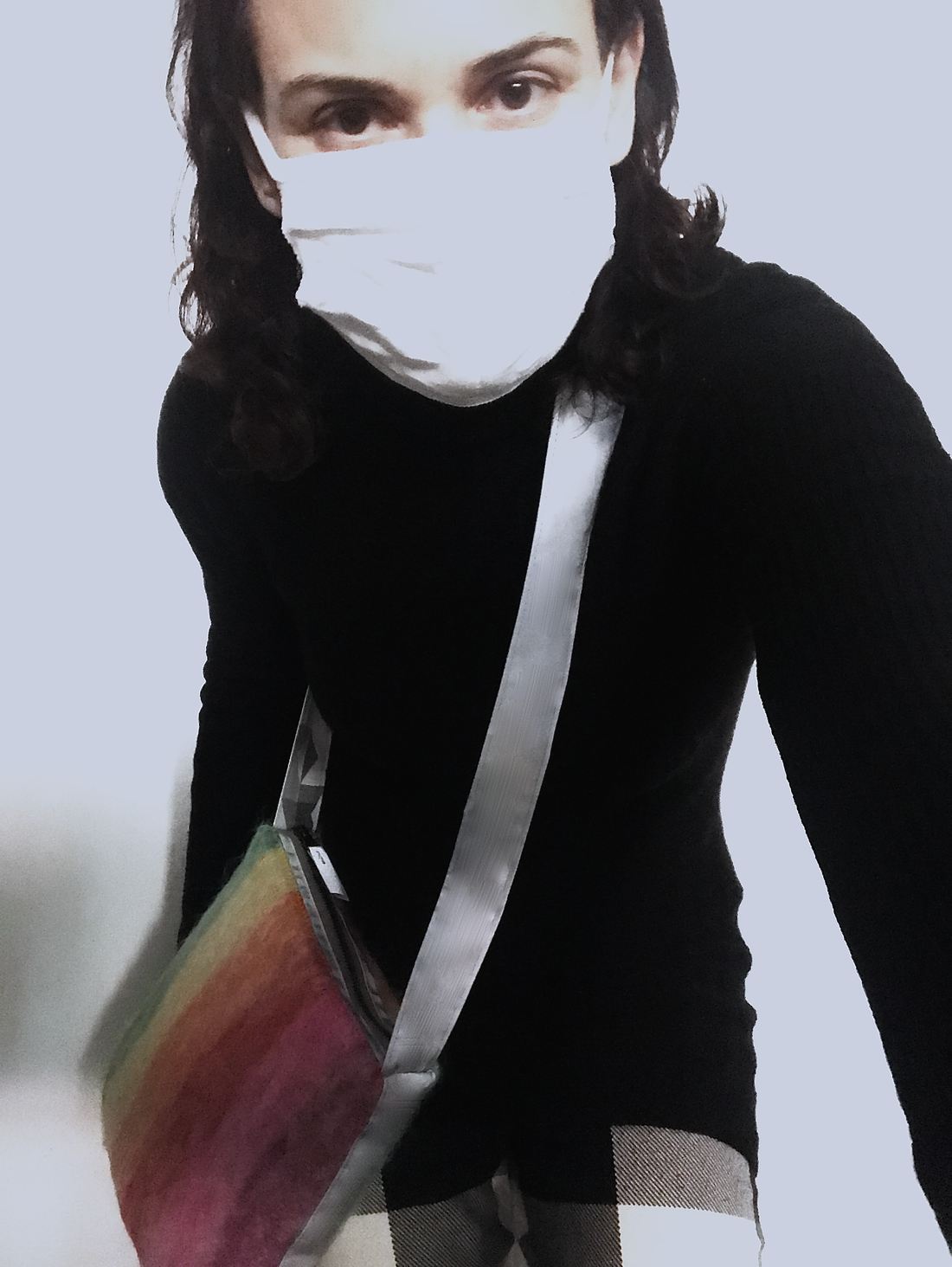 Reflective Mohair Crossbody Bag rainbow stripes