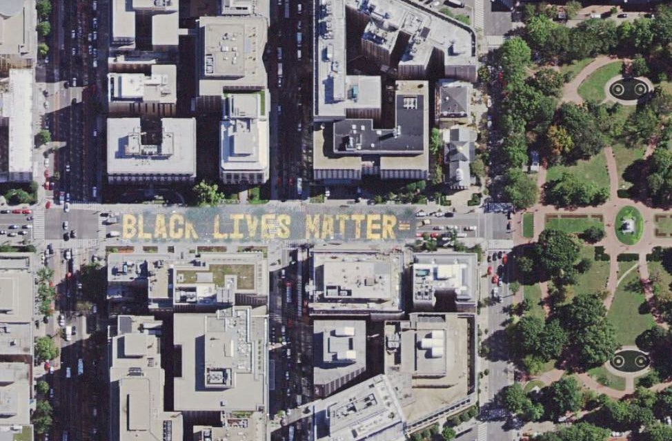 Black Lives Matter Plaza aerial view on Google Maps