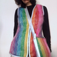 The Mohair Cardigan Zip Sweater Vest, Rainbow Striped w/Reflective Trim