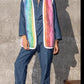 rainbow striped mohair sweater vest with reflective trim